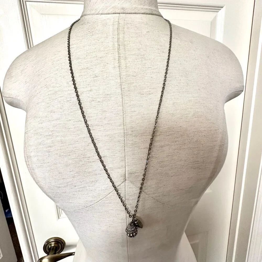 American eagle outfitters long silver tone charm necklace